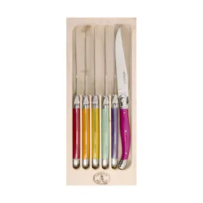 Laguiole Jean Dubost Deluxe Table Knives Mixed Colour Set of 6