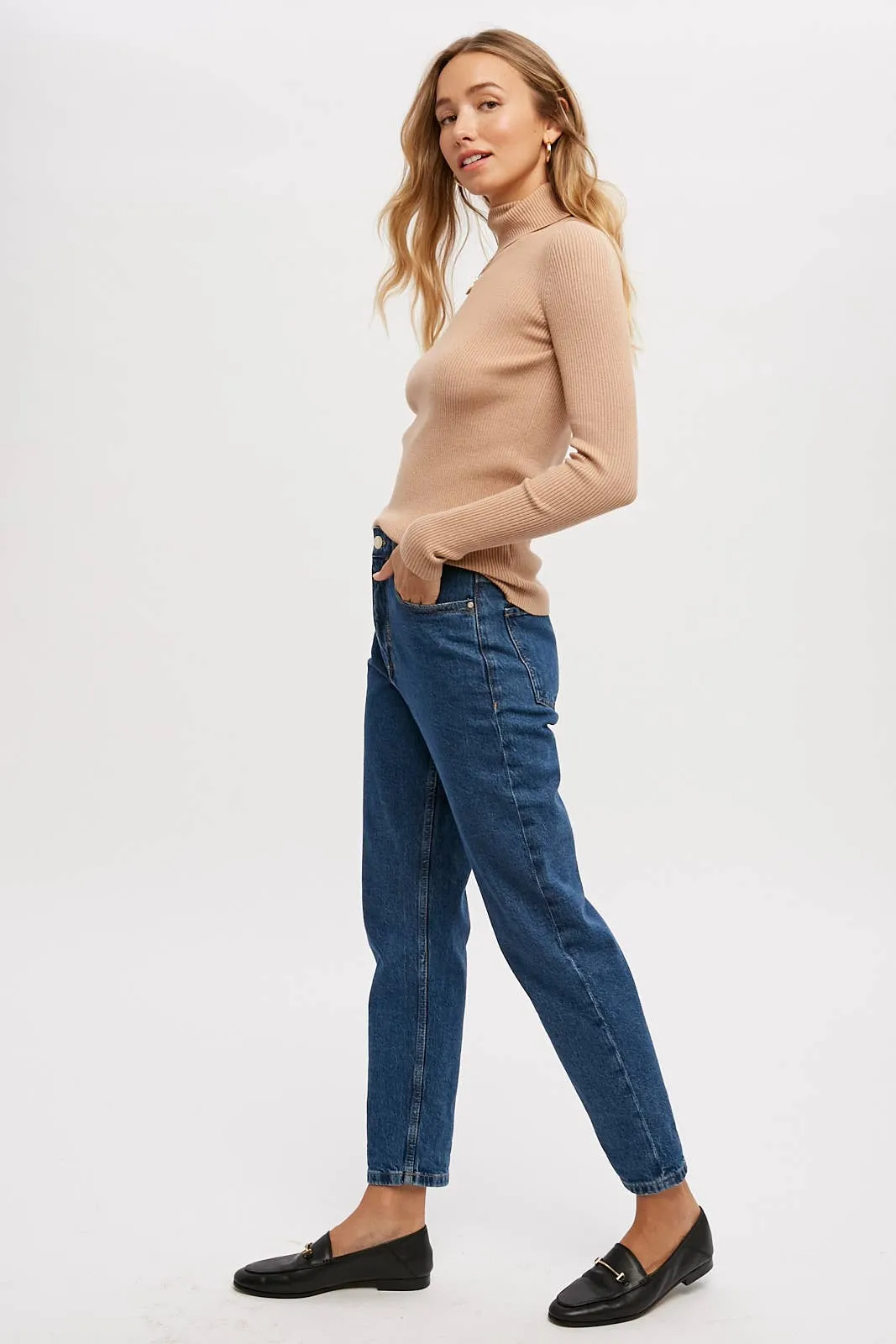 Latte Ribbed Turtleneck