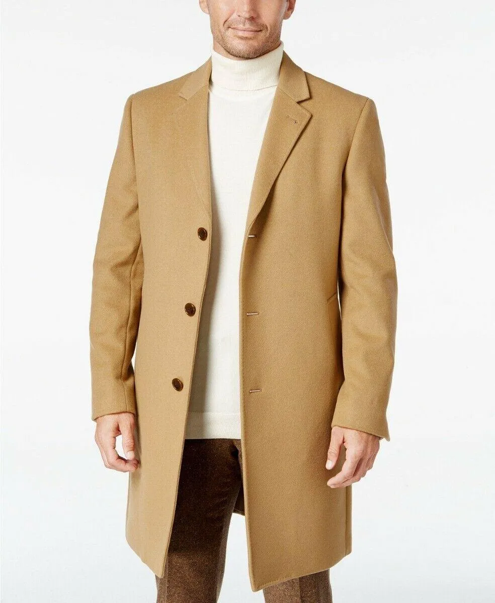 Lauren Ralph Lauren Mens Regular fit Overcoat Coat 36 R Beige Solid