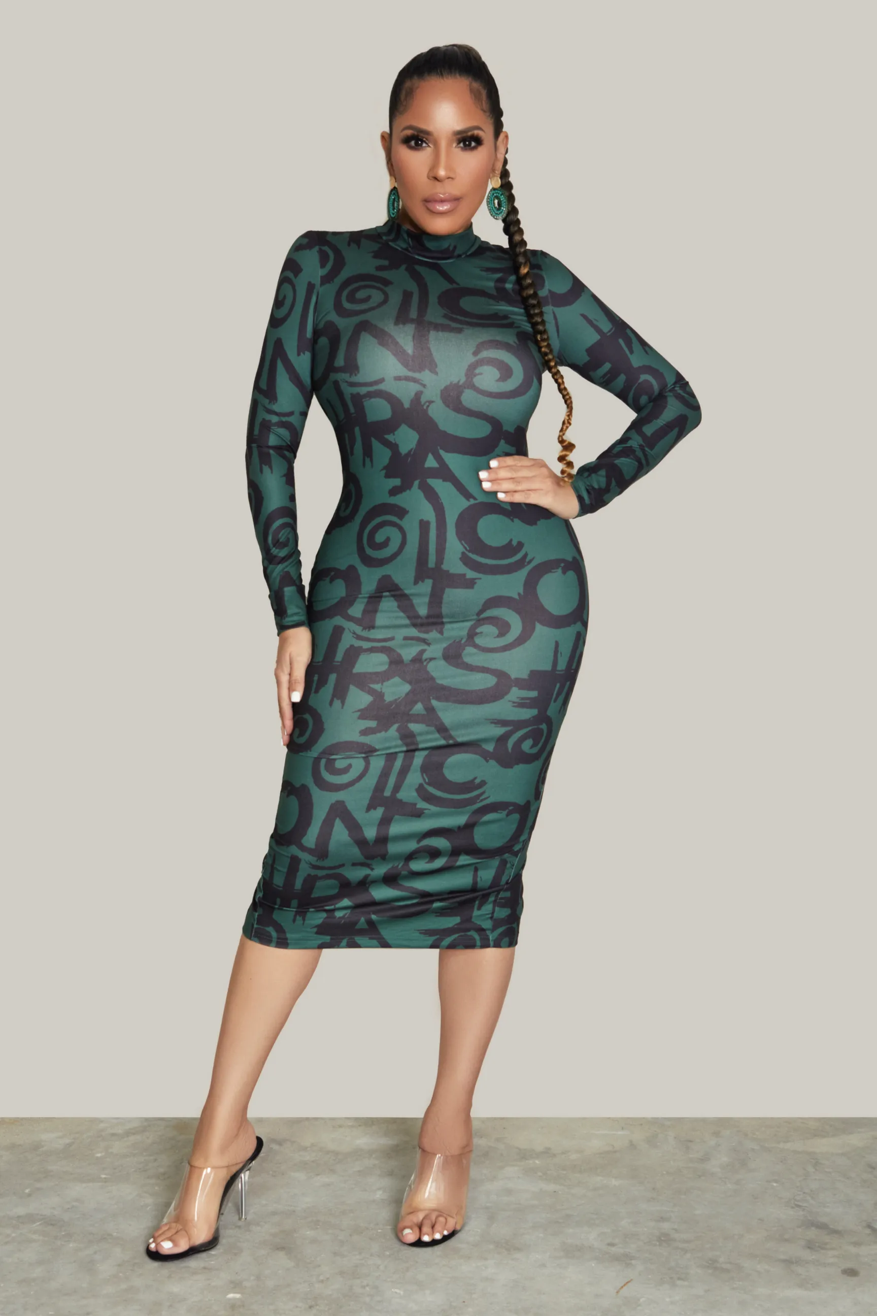 Letter Graphic Print Bodycon Dress
