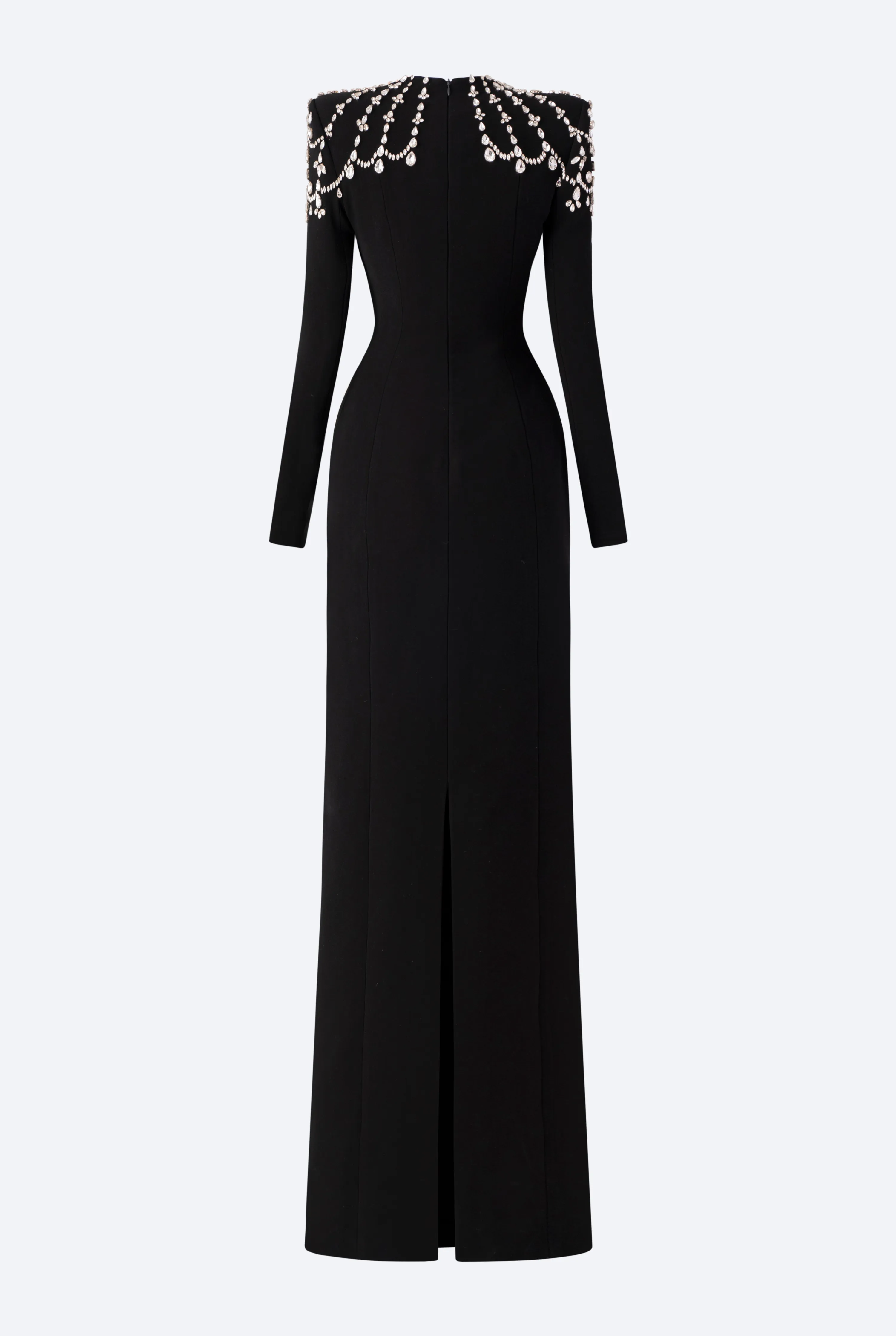 Long Sleeve Trapezoid Neckline Bodycon Full white Dress - Nina