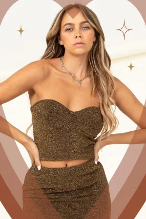 lurex knit strapless top
