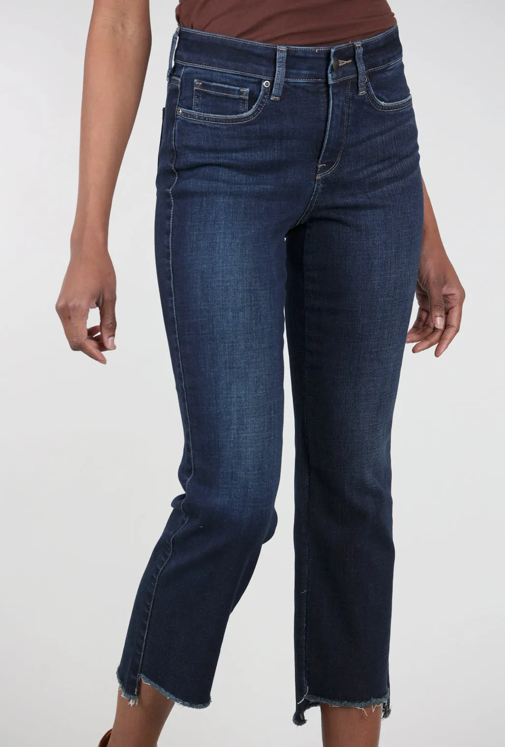 Marilyn Ankle Raw Cut Step Hem Denim, Lotus Garden Blue