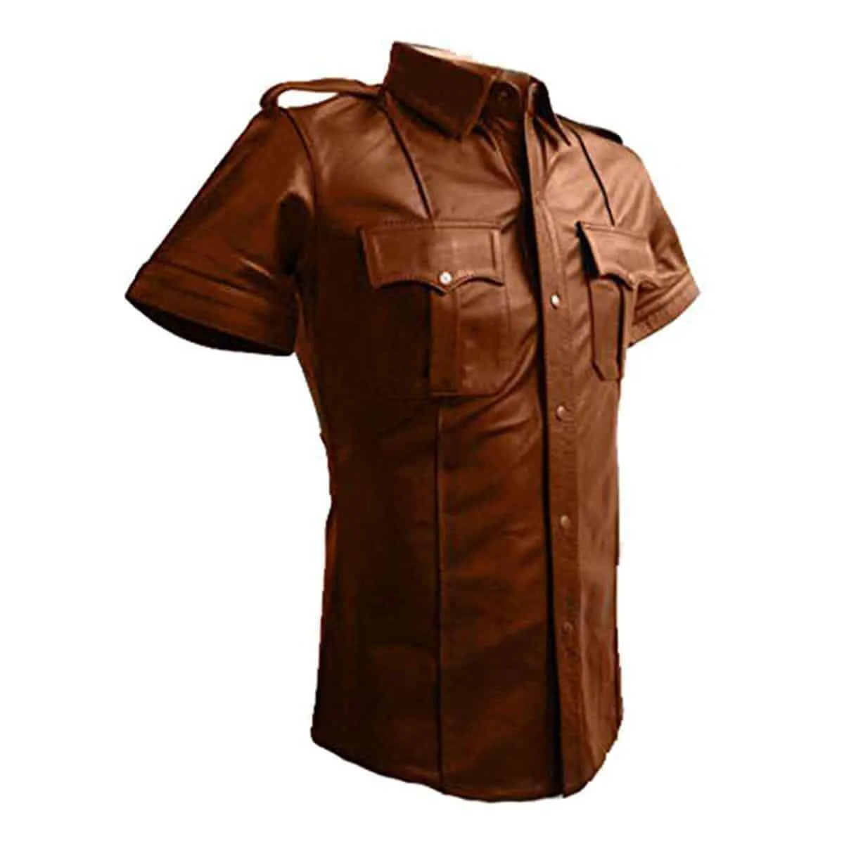 Men’s Leather Police/Military Shirt – Short Sleeve