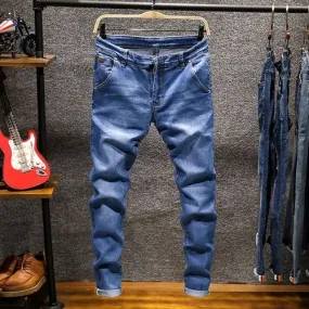 Men's Skinny Jeans Zipper Fly Slim Fit Denim Stretch Jean Pencil Leg Pants