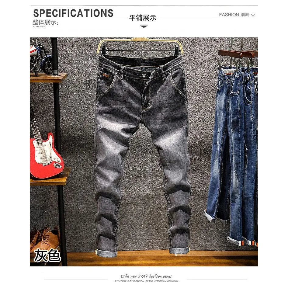 Men's Skinny Jeans Zipper Fly Slim Fit Denim Stretch Jean Pencil Leg Pants