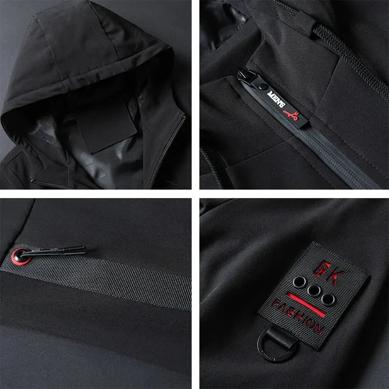 Men's Slim Stand-Up Collar  Casual Hooded