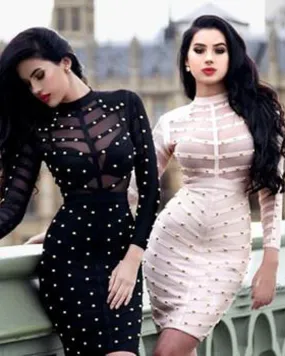 Mesh Studded Bodycon Dress