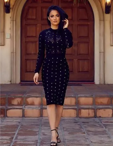 Mesh Studded Bodycon Dress
