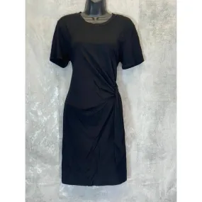 MICHAEL STARS Women's Solid Black Twist Waist Short Sleeve Mini Bodycon Dress SZ M