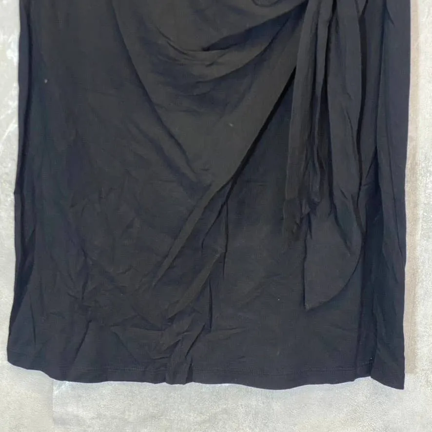 MICHAEL STARS Women's Solid Black Twist Waist Short Sleeve Mini Bodycon Dress SZ M
