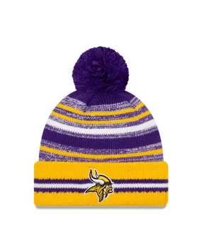 Minnesota Vikings New Era 2021 NFL Sideline - Sport Official Pom Cuffed Knit Hat - Gold/Purple