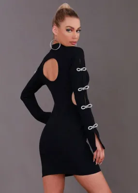 Mock Neck Cut Out Side Bodycon Dress