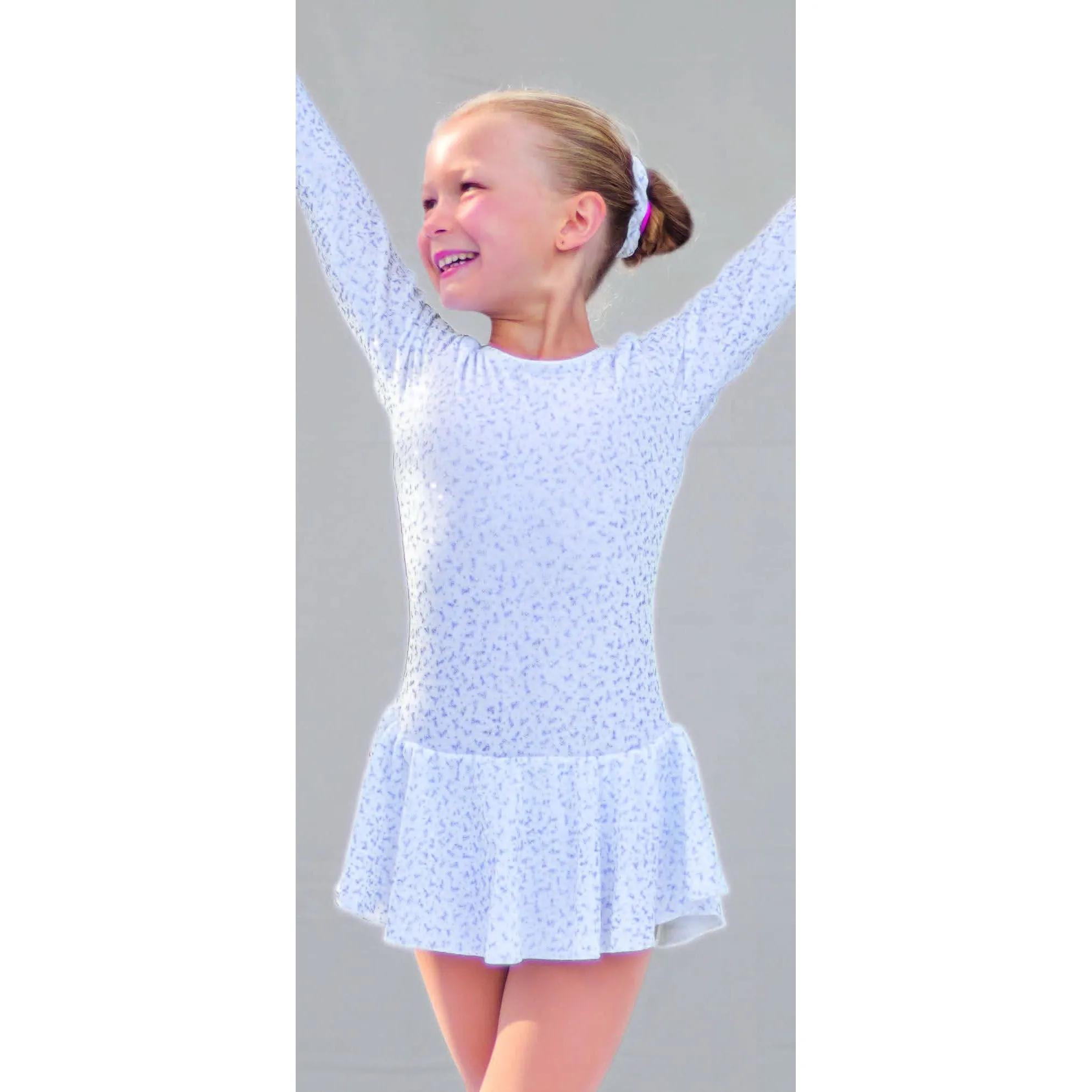 Mondor Figure Skating Dress Blue Glitters on White Velvet 2723 Frimas