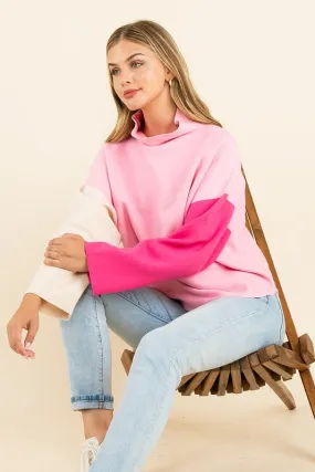 Multi Pink Turtleneck Sweater
