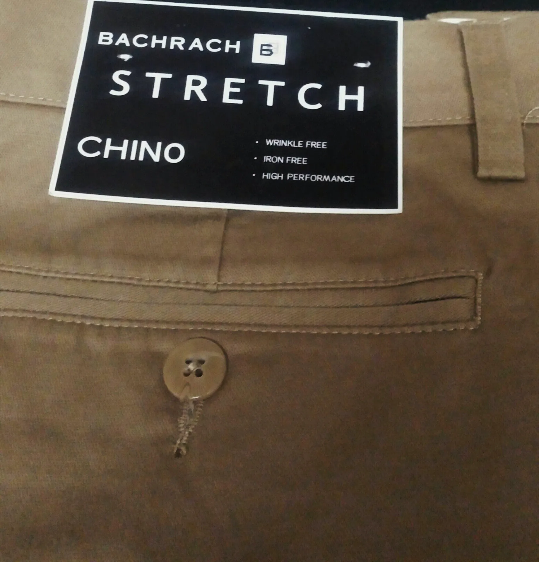 New- Bachrach British Tan, Pleated Stretch Chino Pants- size 36x32