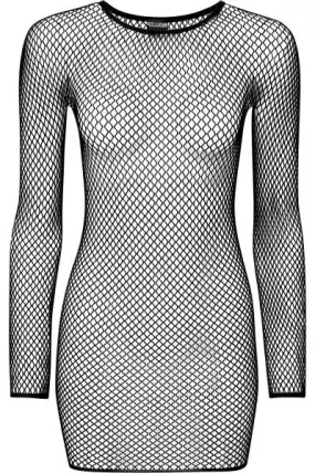 Nicole Fishnet Bodycon Dress - Black - One Size