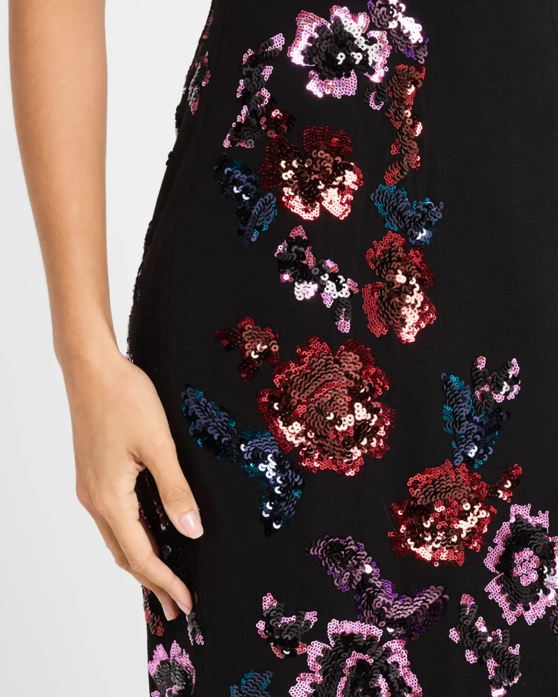 Nicole Sequin Floral Sweetheart Midi Dress