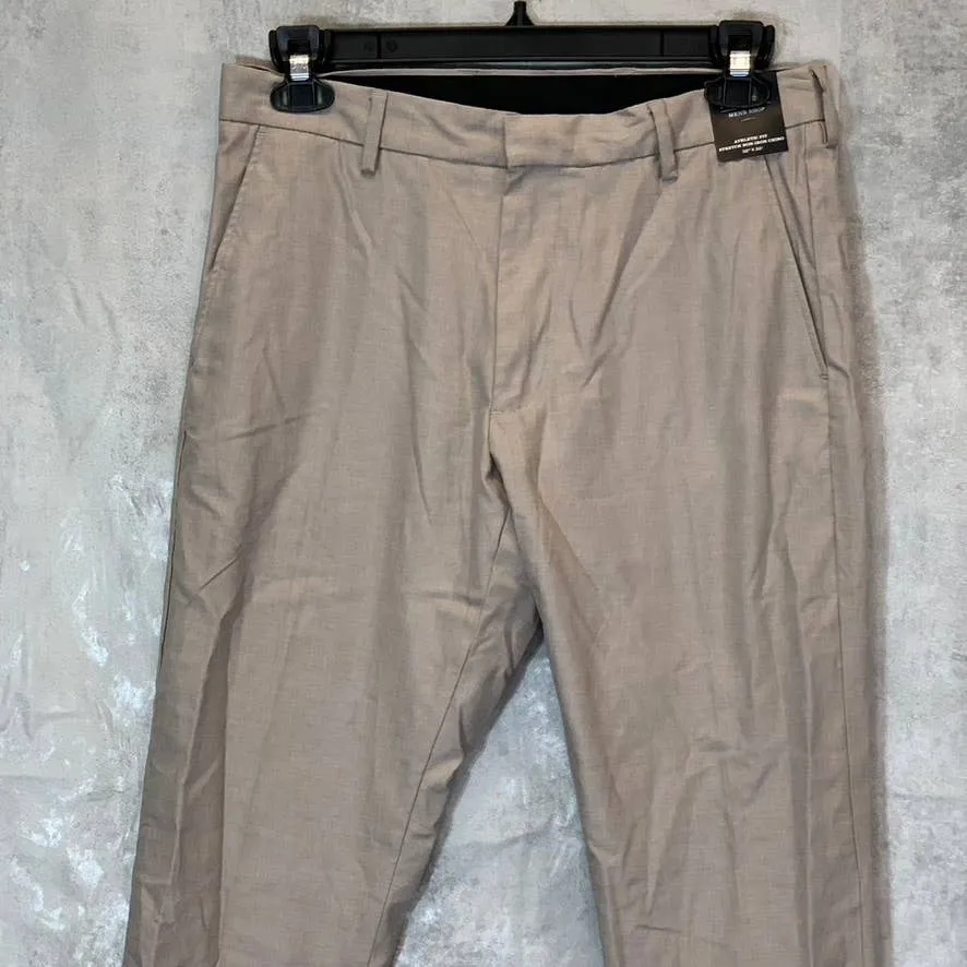 NORDSTROM Men's Grey Taupe Dobby Textured Non-Iron Athletic Fit Chino Pants SZ 32X32
