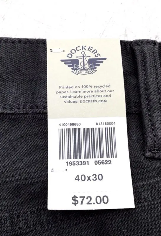NWT DOCKERS Men's Black Smart 360 Knit Chino Pants - Size 40x30 Lot Of 2