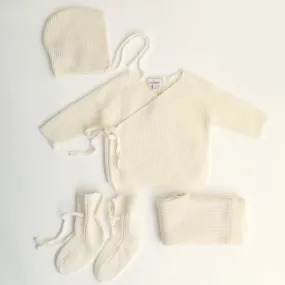 Off White Knit Top & Pants 3 Pc Set