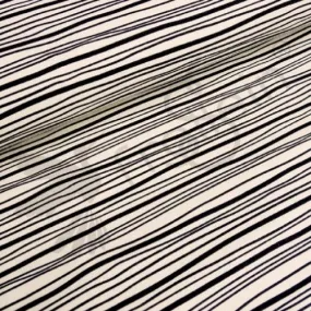 Organic Cotton Jersey - Wavy Stripes - Black-Cream