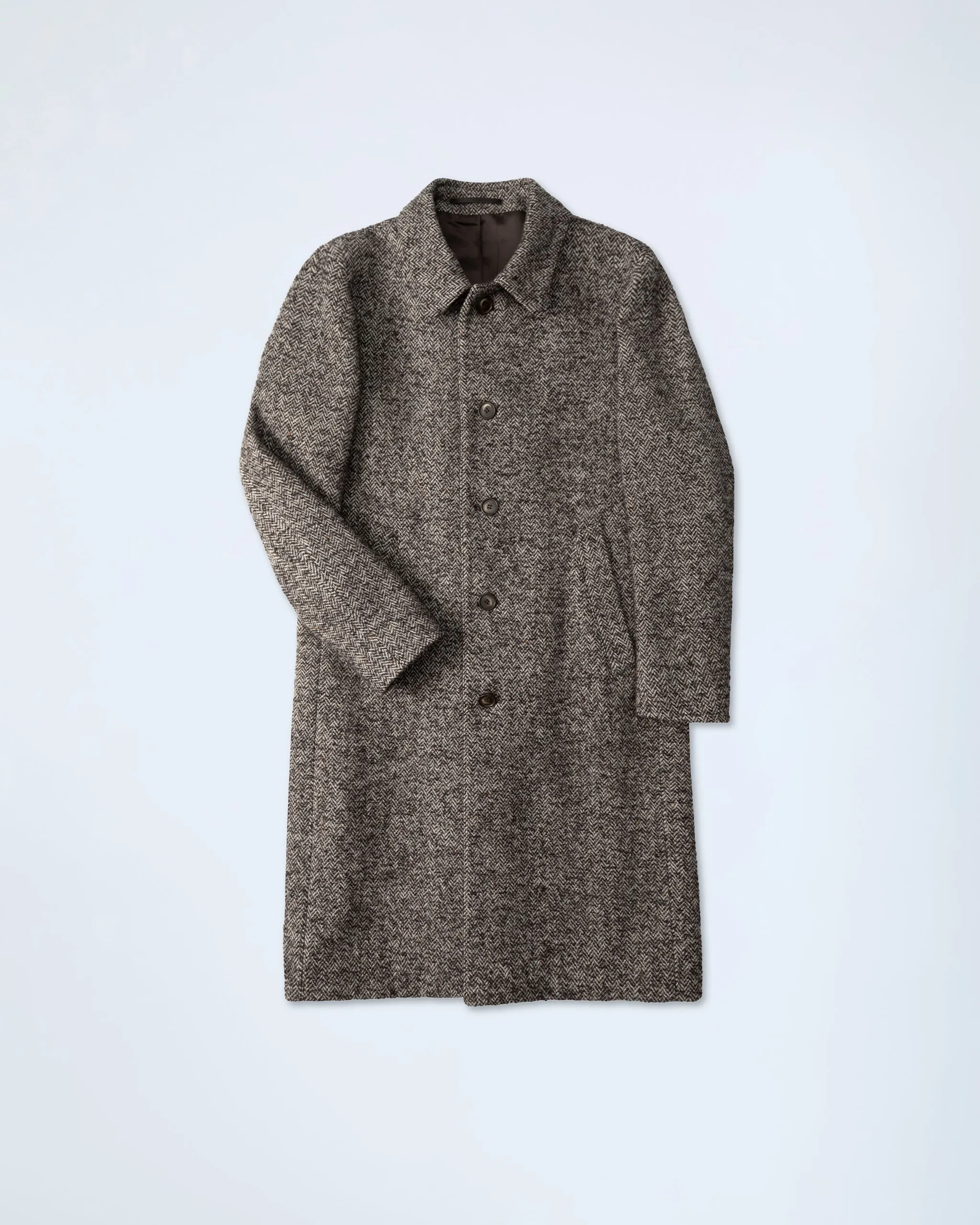 Overcoat in Brown Herringbone