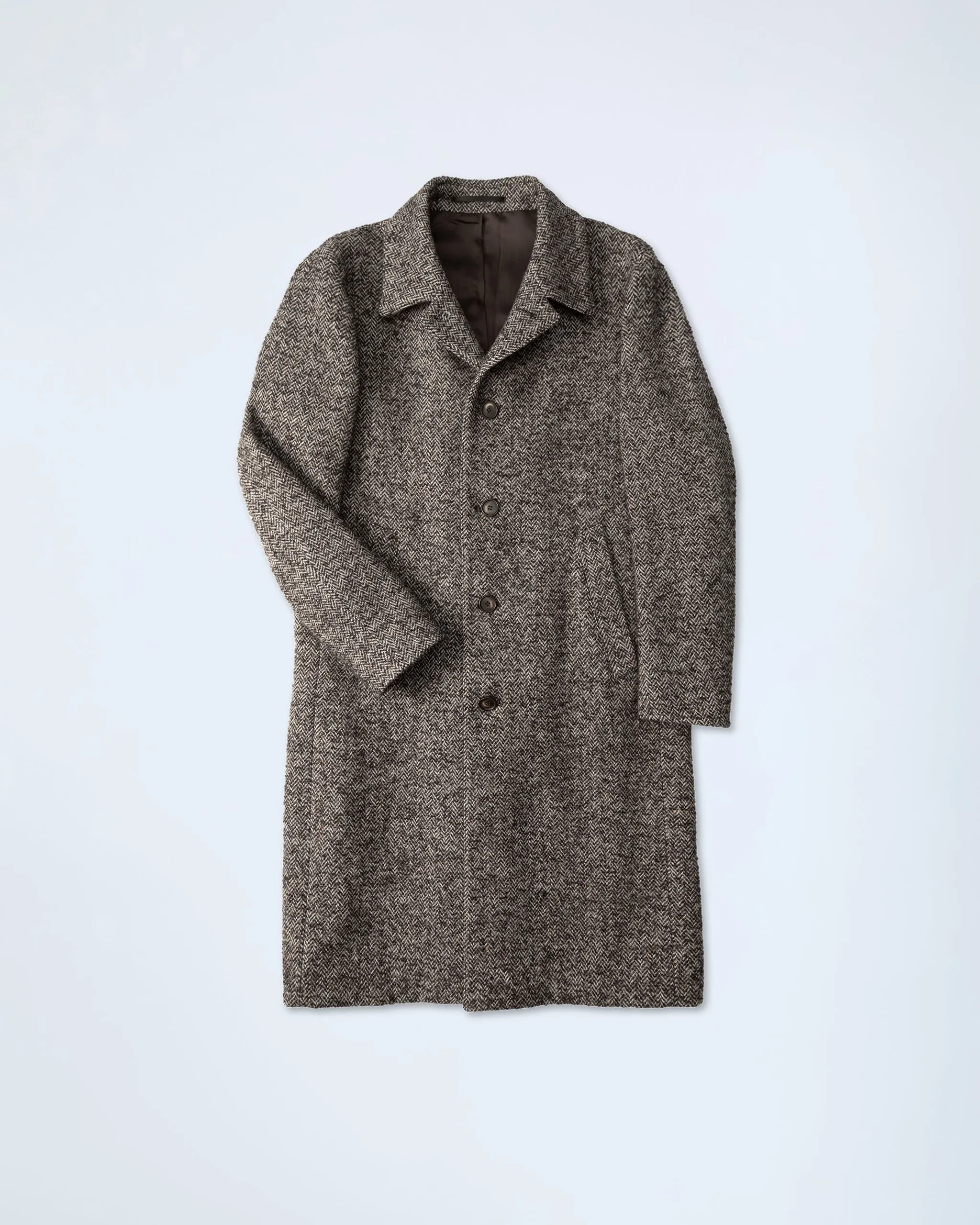 Overcoat in Brown Herringbone