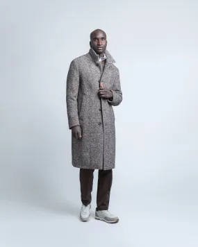 Overcoat in Brown Herringbone