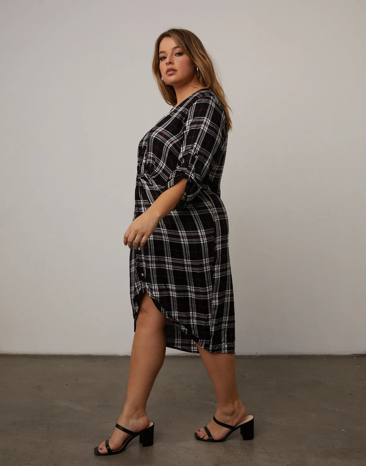 Plus Size Plaid Button Down Dress