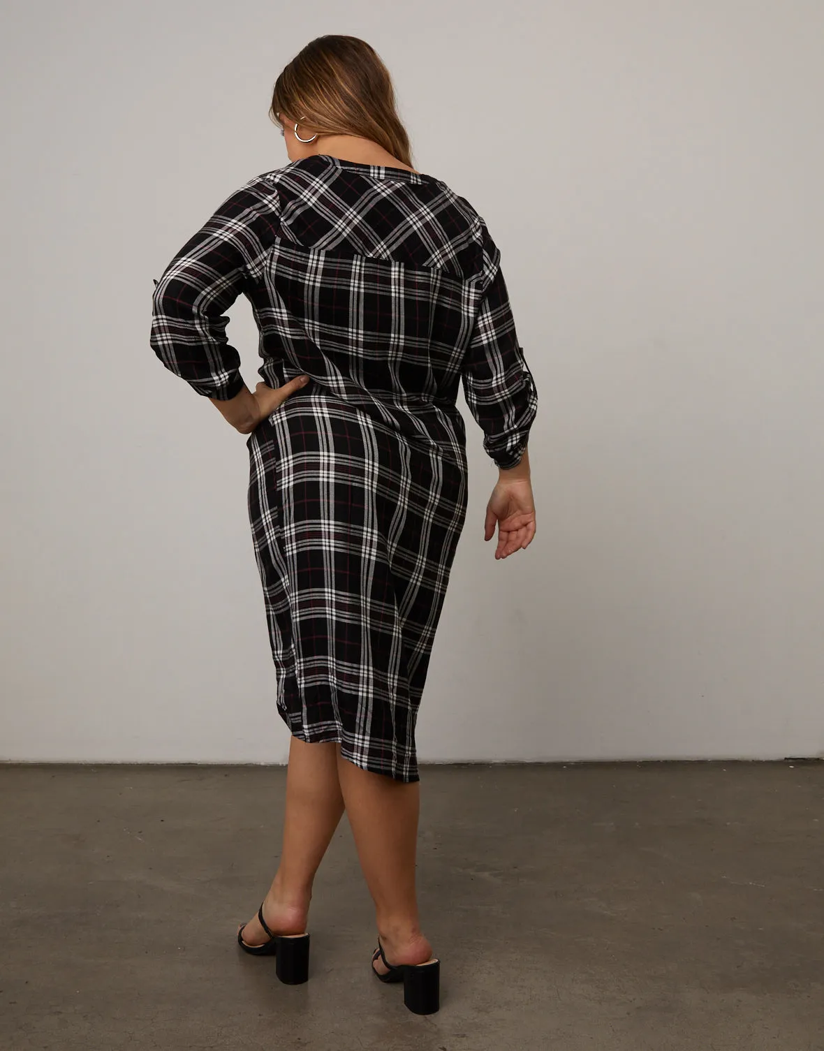 Plus Size Plaid Button Down Dress