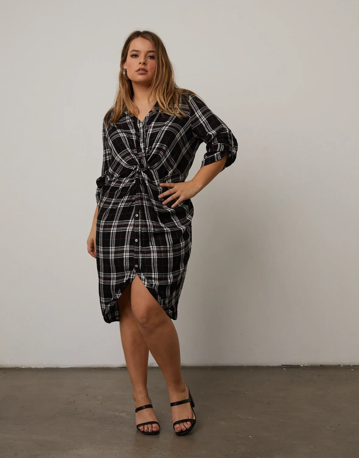 Plus Size Plaid Button Down Dress