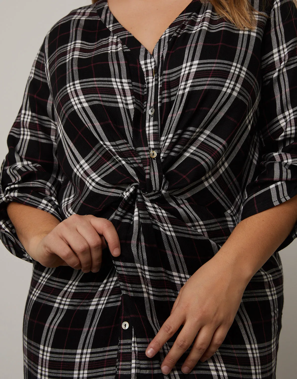 Plus Size Plaid Button Down Dress
