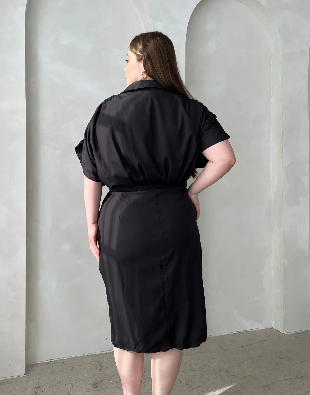 Plus Size Woven Ruched Dress