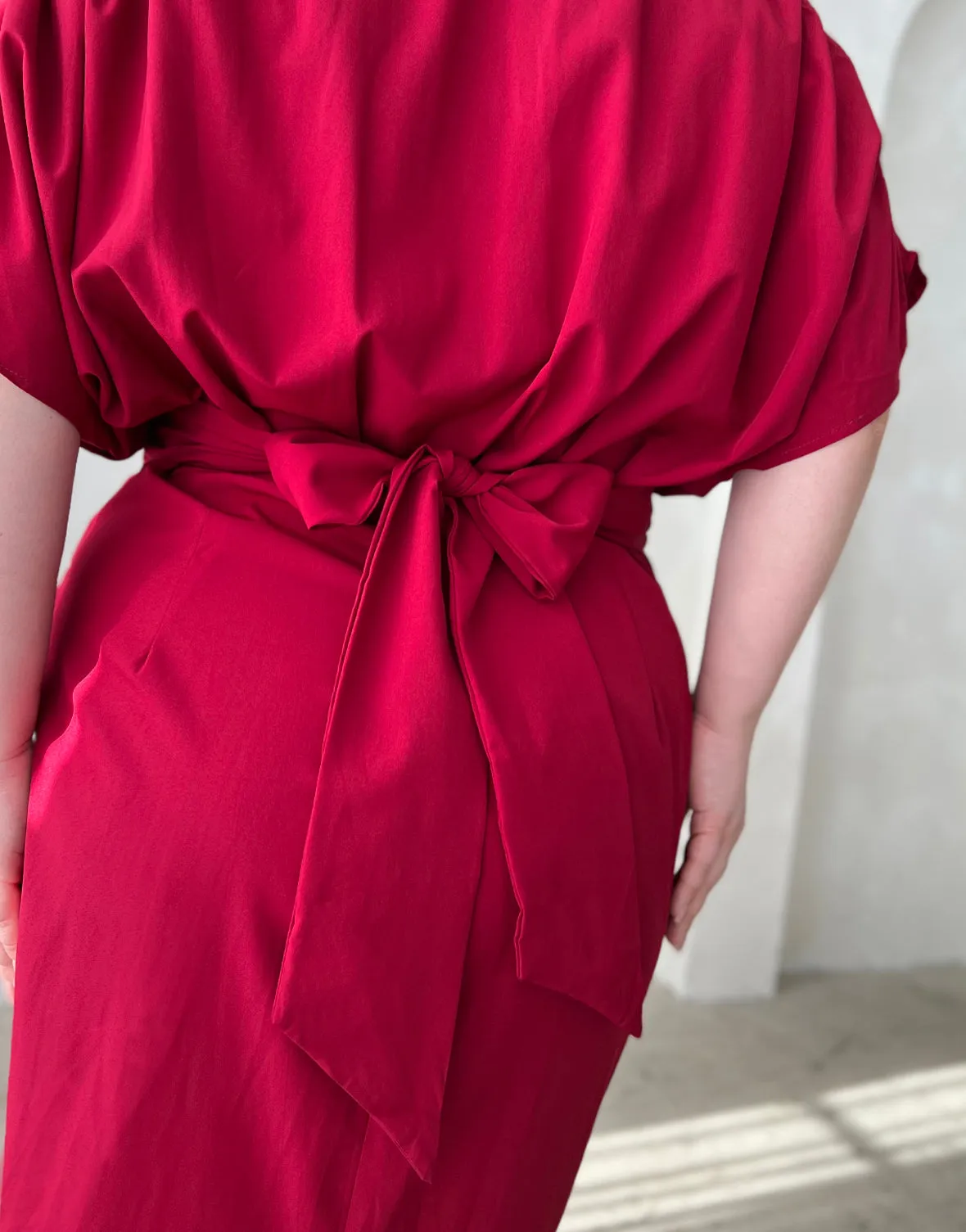 Plus Size Woven Ruched Dress