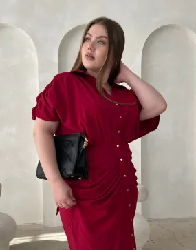 Plus Size Woven Ruched Dress