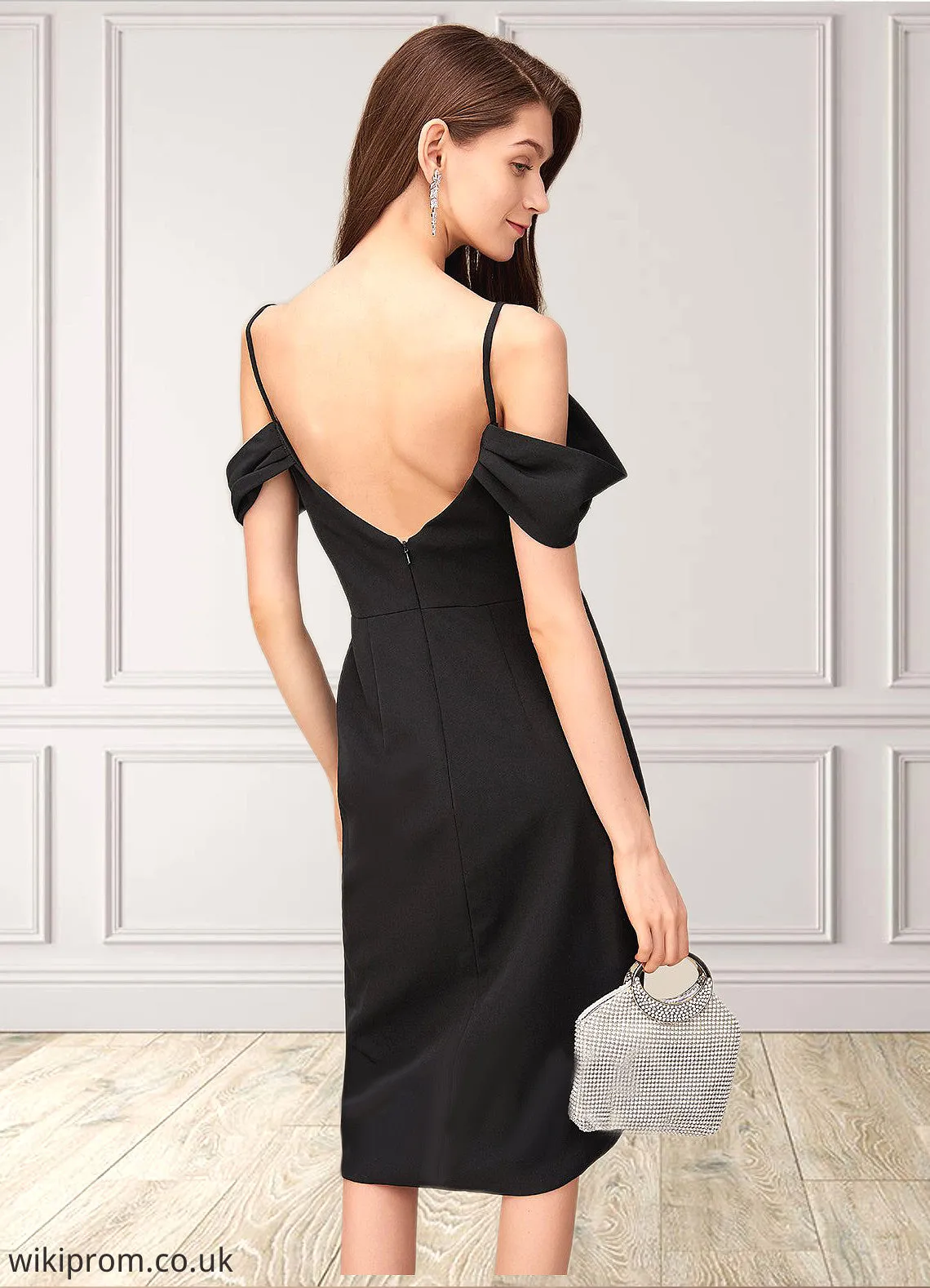 Polly V-Neck Sexy Bodycon Stretch Crepe Asymmetrical Dresses SWKP0022562