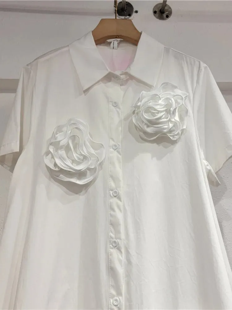 Pre Order:  Ruffled Edge 3D Flower Loose Fit Dress