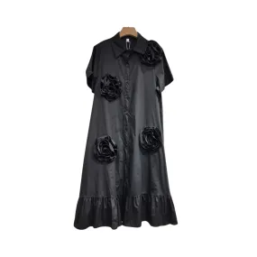 Pre Order:  Ruffled Edge 3D Flower Loose Fit Dress