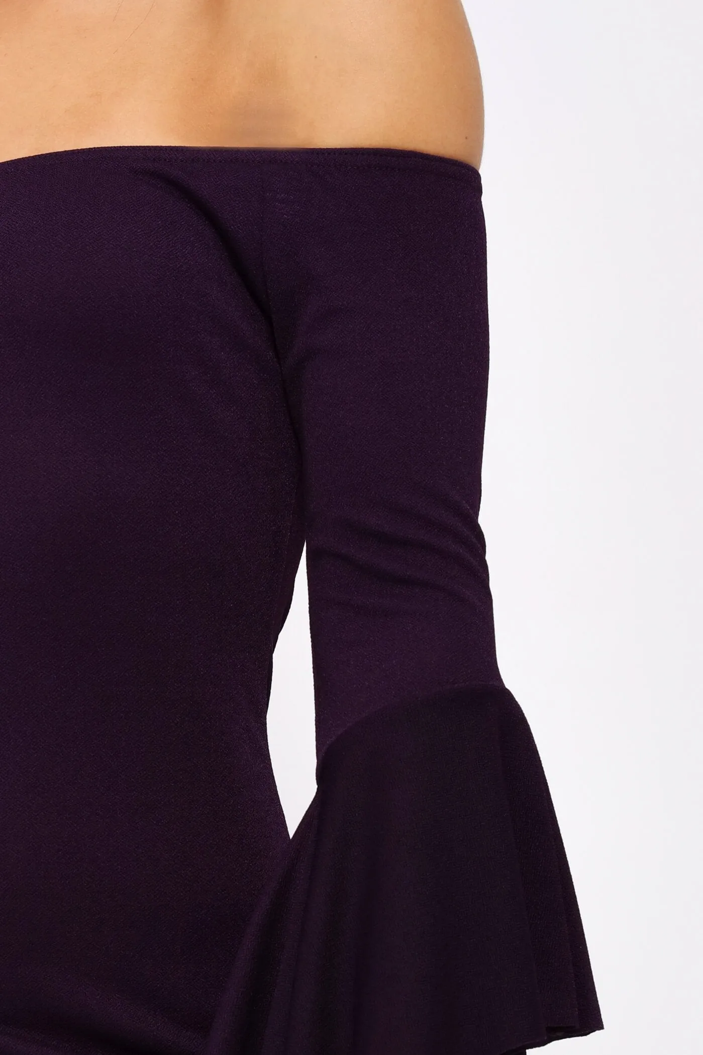 Purple Off The Shoulder Ruffle Sleeve Dress