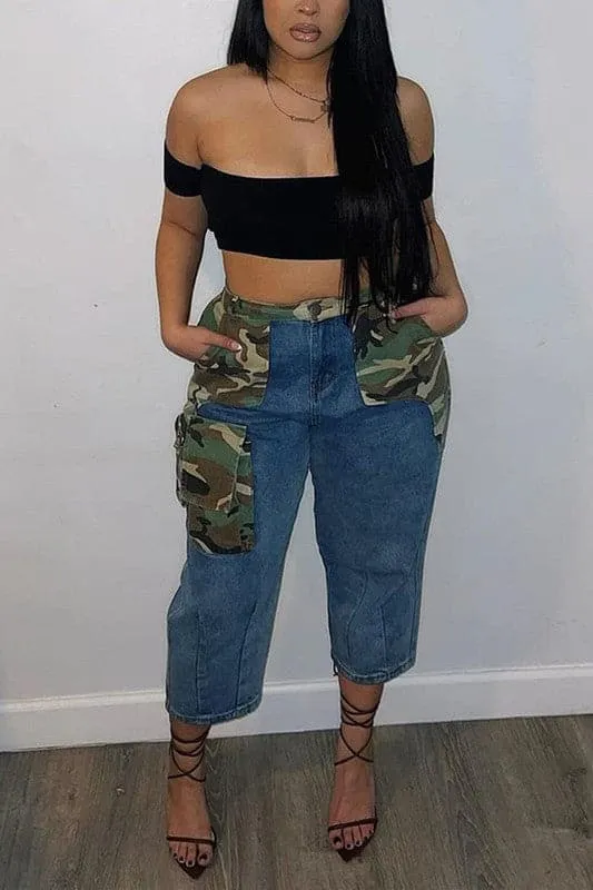 PX157 Camo Denim Long Pants