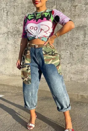 PX157 Camo Denim Long Pants