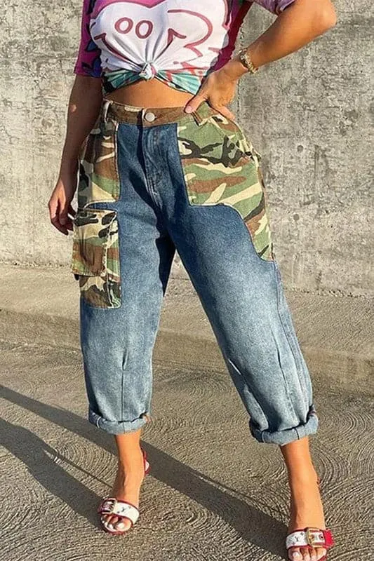 PX157 Camo Denim Long Pants
