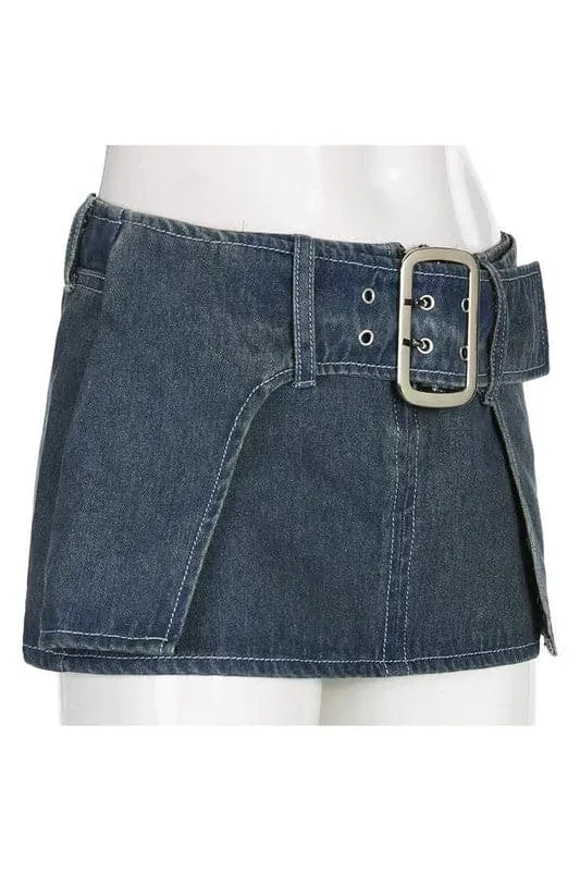 QA886 Low Waist Denim Jean Skirt
