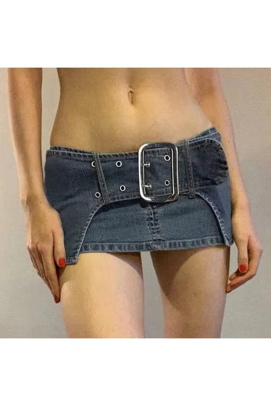 QA886 Low Waist Denim Jean Skirt
