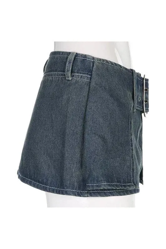 QA886 Low Waist Denim Jean Skirt