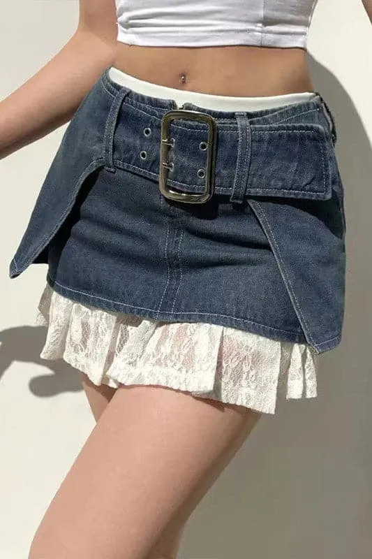 QA886 Low Waist Denim Jean Skirt