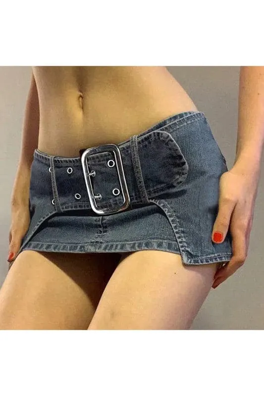 QA886 Low Waist Denim Jean Skirt
