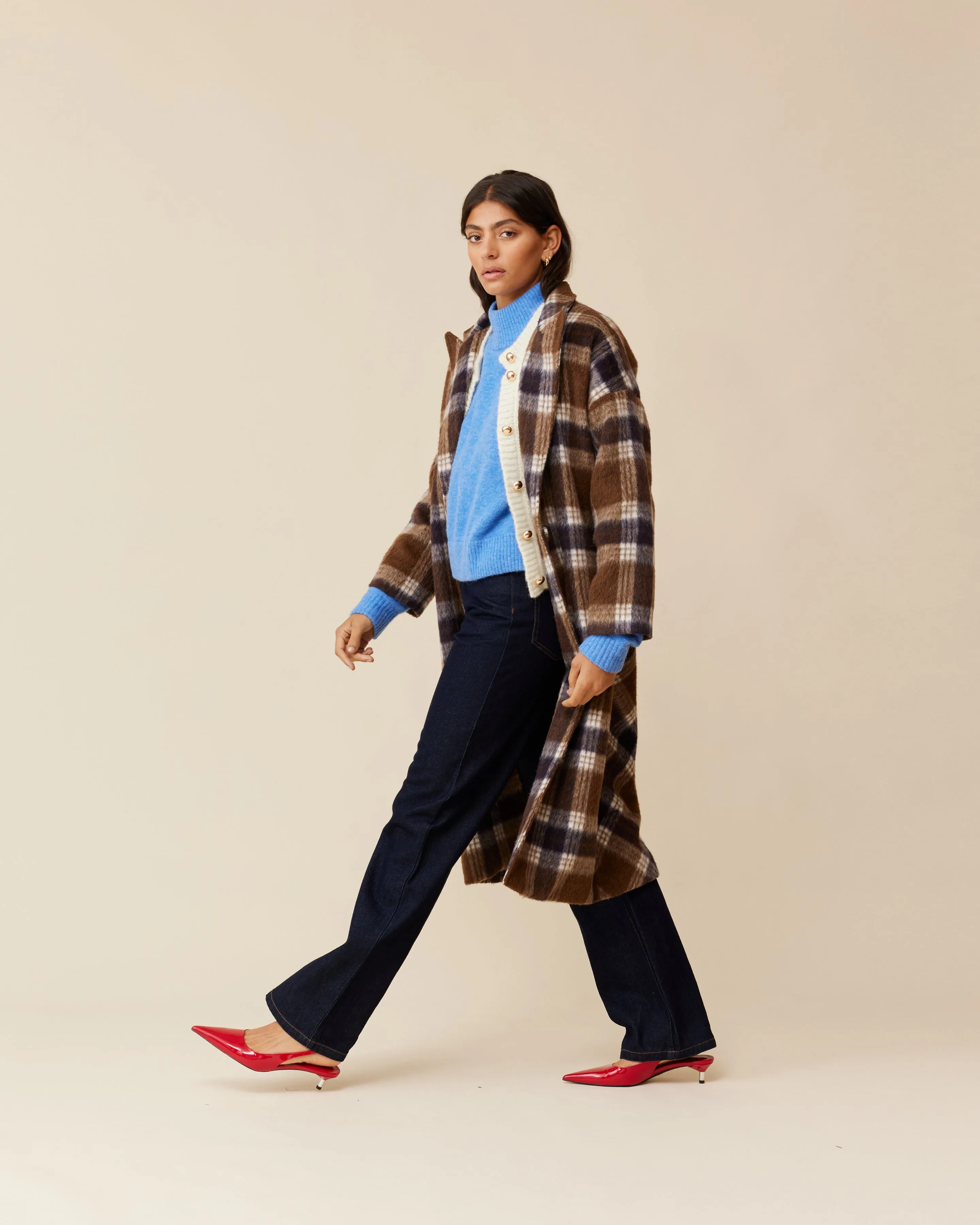 ROONEY COAT BROWN CHECK