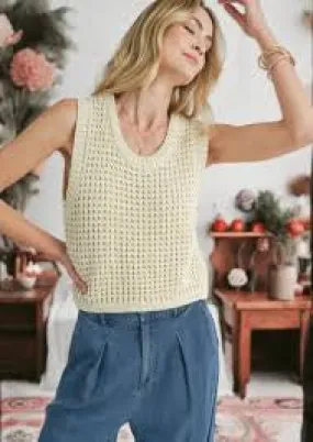 SADIE & SAGE-ELSIE SWEATER TANK-IVORY